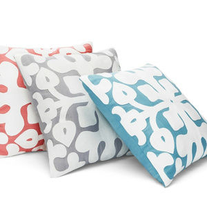 Sky Tile Chain Cotton Square 18" Decorative Pillow Gray White